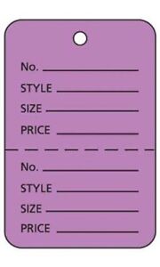 Large Lavender 2 Part Perforated Price Coupon Tags / 1000