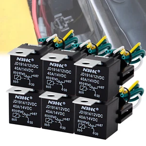 6X KFZ Relais 12V 40A Wechselrelais 5 Pol Wechsler Öffner Schließer mit Sockel - Bild 1 von 8