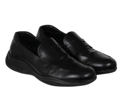 Prada Mens Spazzolato Rois Penny Loafers US 12 Uk 11 Black Leather Slip On - Image 1 of 4