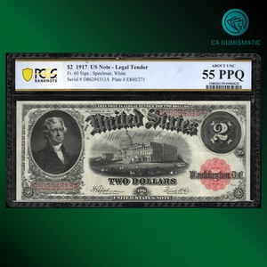 Fr.60 1917 $2 Dollar Legal Tender Note, BRACELLET REVERSE, PCGS 55 PPQ, 94313 - Picture 1 of 2