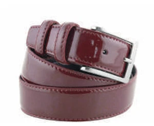 Cinturón italiano barnizado de lujo - 100 % piel de becerro - 3,5 cm / 1,38 pulgadas BORGOÑA - Imagen 1 de 4