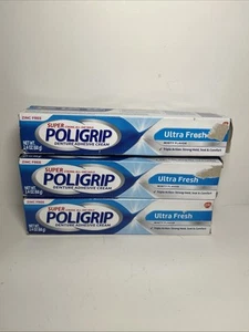 3 x Super Poligrip crema adesiva per protesi senza zinco ultra fresca 2,4 oz SCAD 4-26+ - Foto 1 di 3
