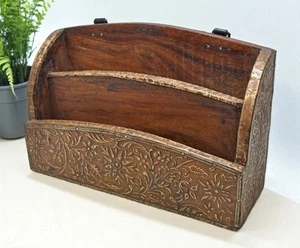 Vintage Wooden Paper Tray Rack Original Old Hand Crafted Painted - Picture 1 of 7