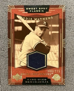 2004 Upper Deck Sweet Spot Classic #SS-EM Eddie Mathews Jersey Relic /275 - Picture 1 of 3
