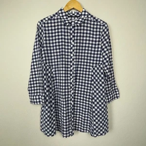 Camisa Foxcroft NYC Abotonada 16 Azul Blanco Guinga Algodón Preppy Clásica - Imagen 1 de 8