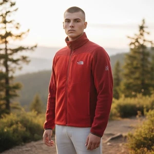 The North Face Flight Series Fleece Jacket Full Zip Mens Large Red TKA Stretch - Picture 1 of 17