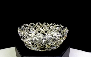 Brilliant Cut Crystal Clear Diamond Cut 2 7/8" Open Oval Salt Dip 1900-1916 - Picture 1 of 9