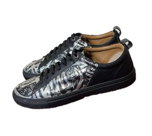 Bally Herbi Graffiti  Sneakers Men's Size 10 D Black Leather - Picture 1 of 17