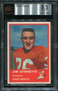 1963 Fleer #78 Jim Stinnette BVG 8.5 Denver Broncos Oregon State University - Picture 1 of 1