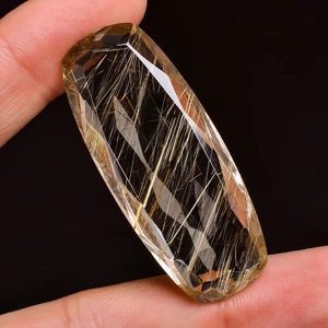 Natural Golden Rutile Quartz radiant Shape cut Gemstone 73 Ct 20X48X8 MM - Picture 1 of 4