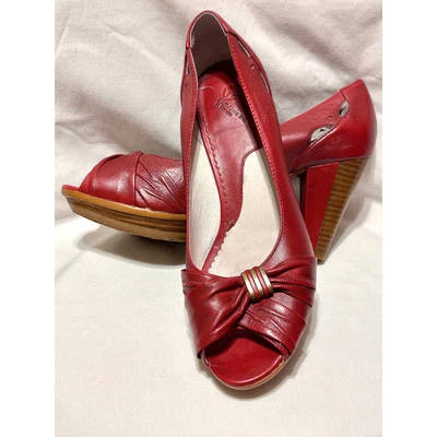 Blondo красный кожаный платформе каблуки заглянуть носок женщин размер 9 W отличном состоянии  - Изображение 1 из 4