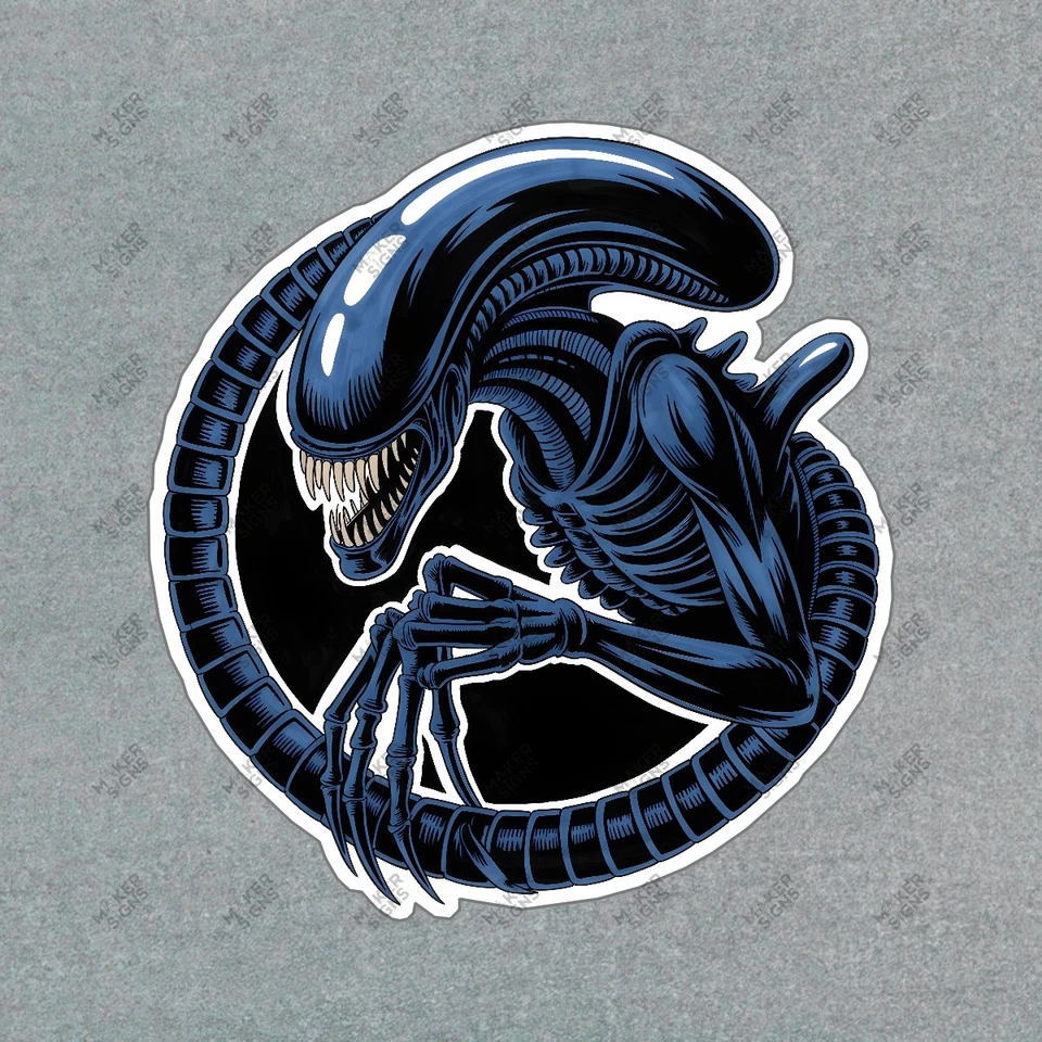 Pegatina gráfica Xenomorph Alien azul oscuro ciencia ficción arte terror perfecto #7416 Foto 1 de 1