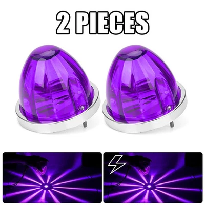 2x Big LED Watermelon Marker Lights Purple Indicator Lamp for Semi Truck 3Wires - Image 1 of 4