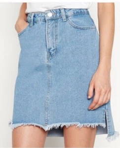 Vila - Blue Frayed Hem Denim Mini Skirt, UK 8 Regular, Brand New - Picture 1 of 3