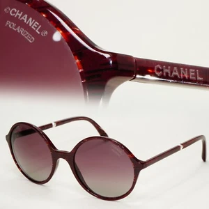 Chanel Sunglasses Pearl Polarized Dark Red Burgundy Round 5391-H c.1638/K5 - Picture 1 of 12