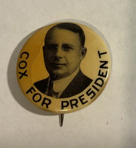 James Cox 1920 Campaña Pin Botón Political Cox-2 1 1/4" - Imagen 1 de 3