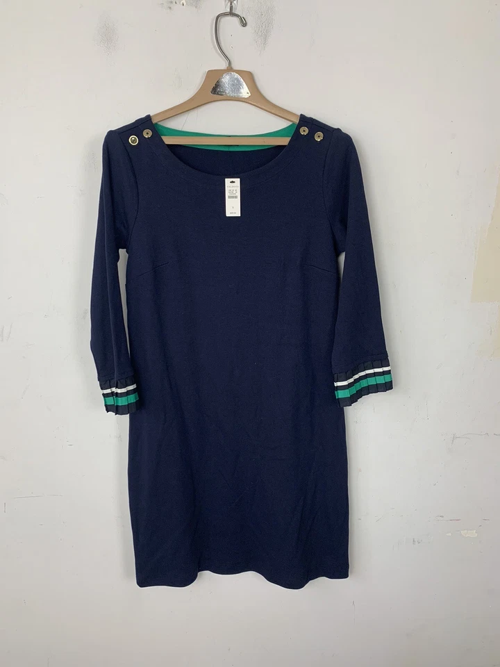 Vestido Talbots Mujer Pequeño Azul Marino Náutico Oficina Costera Boda Corporativo Foto 1 de 4
