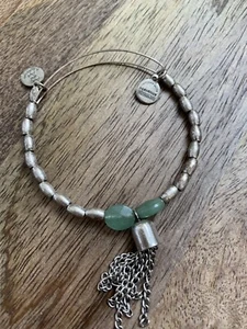 Alex and Ani Künstlerpalette Quaste grün Perlen Draht Armreif Armband Silber - Bild 1 von 7