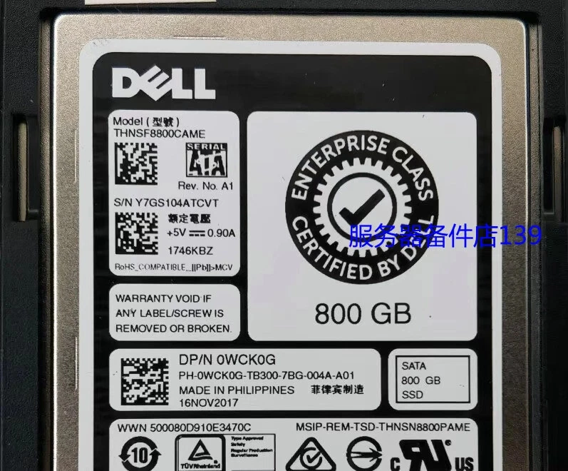 DELL 0WCK0G 800GB SSD 1.8" SATA Model: THNSF8800CAME DP/N: 0WCK0G - Image 1 of 1