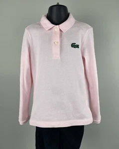 Lacoste Kids Unisex Size 6 Pink  long sleeve cotton polo Unique Beaded Logo - Picture 1 of 10