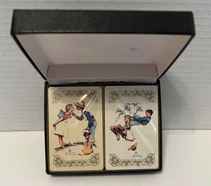 Vintage Playing Cards Norman Rockwell Young Love Set Of 2 Sealed Cards With Case