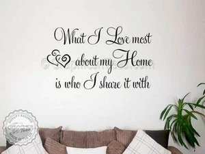 Lo que más me gusta de mi casa, Cita de pegatina de pared familiar, Arte de pared de Lounge Home - Imagen 1 de 15