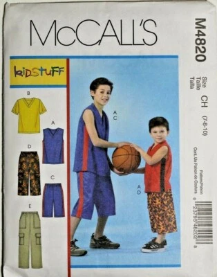 McCall's 4820 Boys T-Shirts, Shorts, Pants & Cargo Pants Sewing Pattern 7-8-10 - Image 1 of 2