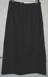 Diane Gilman Women's M Black Linen Straight Maxi Skirt Silk Lined w/ Side Slit - Picture 1 of 4