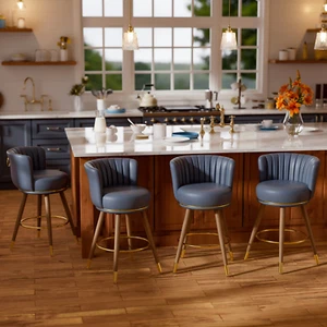 26" Counter Height Bar Stools Swivel Low Back Kitchen Bar Chair for Adult - Picture 1 of 61