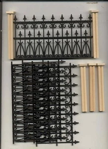 VICTORIAN FENCE & POST SET BLACK  - 1/12 scale dollhouse miniature  NW100P  9pcs - Picture 1 of 1