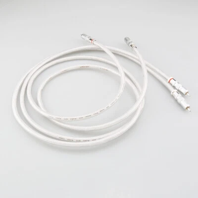 Pair 99.998% Pure Silver RCA HiFi Audio Cable 5N Solid Silver Interconnect Line - Image 1 of 4