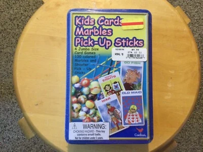 Kids Cards, Marbles, Pick Up Sticks, NEW IN TIN BOX - Image 1 of 4