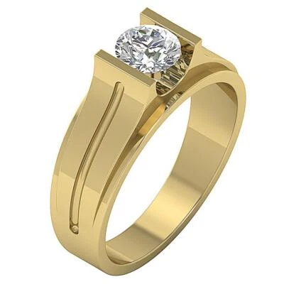 Anillo de compromiso solitario de diamantes cultivados en laboratorio de oro amarillo de 10 quilates VS1 F 1,25 quilates para hombre Foto 1 de 4