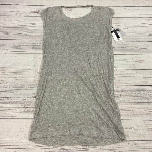 T Alexander Wang grigio senza maniche cappuccio aperto dietro collo camicia tunica donna taglia L NE