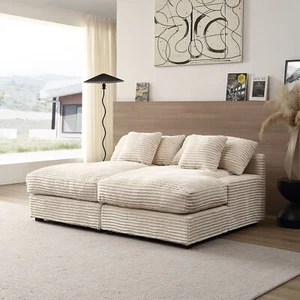 74.8" Modern Luxury Twins Sofa Couch for Living Room Quality Corduroy Upholster - Picture 1 of 12