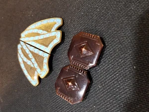 Two pair Ladies Art Deco Enameled Belt Buckles - Picture 1 of 9