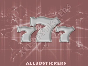 3D Sticker Decal Resin Domed 777 Jackpot Slot Machine Adhesive Decal  Silver - Picture 1 of 1