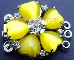 25 mm Corazón Amarillo Corazón Natural Ojo de Gato Cierre 3 Hebras para Fabricación de Joyería 165 - Imagen 1 de 5