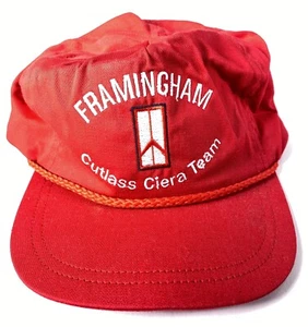 Vintage GM Employee Hat Framingham Plant Cutlass Ciera Team Red Strapback Hat - Picture 1 of 5