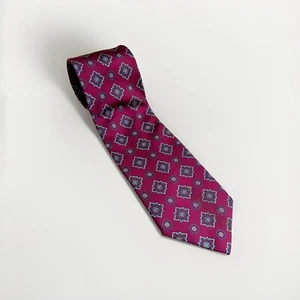 Strathmore Tie Vintage Paisley Floral Red Burgundy Made in USA Italian Silk - Picture 1 of 3