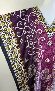 NEW Silky Kaftan Maxi Dress Jewel Trim One Size Bohemian Gypsy Long Lounger NWT - Picture 1 of 11