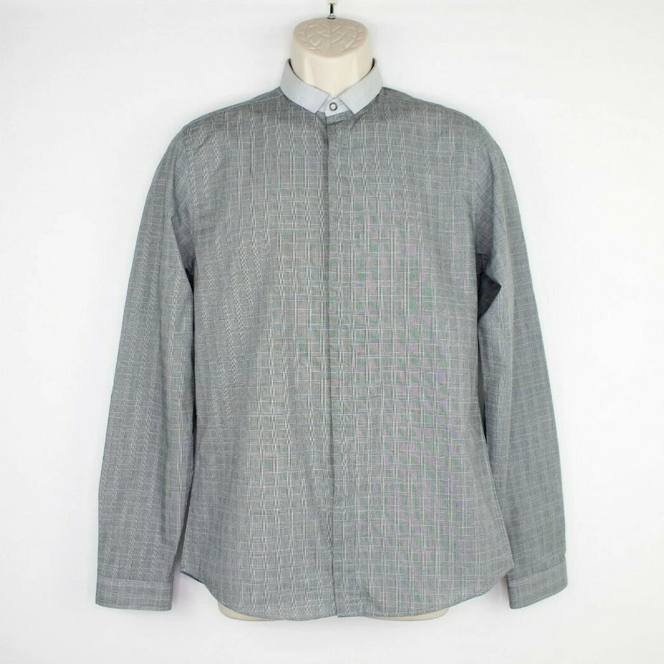 Topman Shirt Small Long Sleeve Long Sleeve Hidden Button Up Plaid - Image 1 of 4