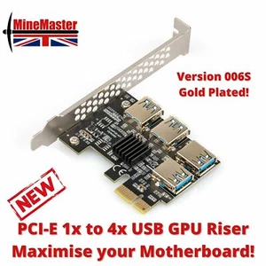 Tarjeta vertical GPU PCI-E de 1 a 4 puertos - Nueva versión dorada USB criptominería - ¡Stock del Reino Unido! - Imagen 1 de 7
