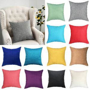 40x40CM Cushion Cover Plain Throw Pillow Case Cotton Linen Home Sofa Decor Xmas