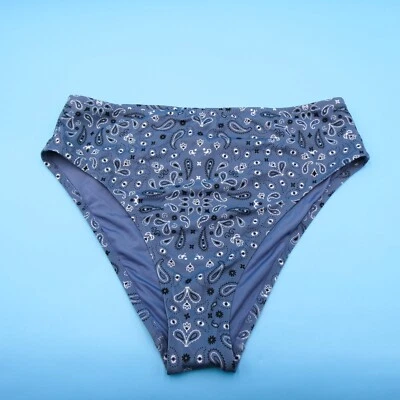 Traje de baño Victoria's Secret XXL azul estampado cachemir cintura alta descarado bikini parte inferior Foto 1 de 4