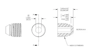 M20-2.50 x 22.2m Socket Set Screw Glass-filled Nylon BLACK Fastener M09031BK - Picture 1 of 3
