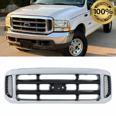 Chrome+Black Front Bumper Grille For 1999-2004 Ford F250 F-350 F-450 Super Duty - Image 1 of 4