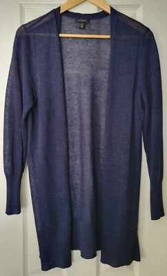 Cárdigan abierto halógeno azul marino mezcla de lino S Foto 1 de 4