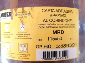 2x1 Mt Tela Carta Abrasiva al Corindone Maurer in Rotolo, Mrd, H: 115mm Grana 60 - Picture 1 of 1
