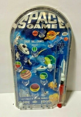RETRO SPACE GAME PINBALL GAME MINI 13" OUTER SPACE THEMED 5 MARBLES - Image 1 of 4